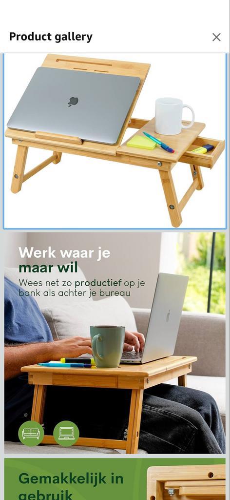Bamboe Laptoptafel - Bedtafel - Verstelbaar, Computers en Software, Laptoptafels, Zo goed als nieuw, In hoogte verstelbaar, Ophalen of Verzenden