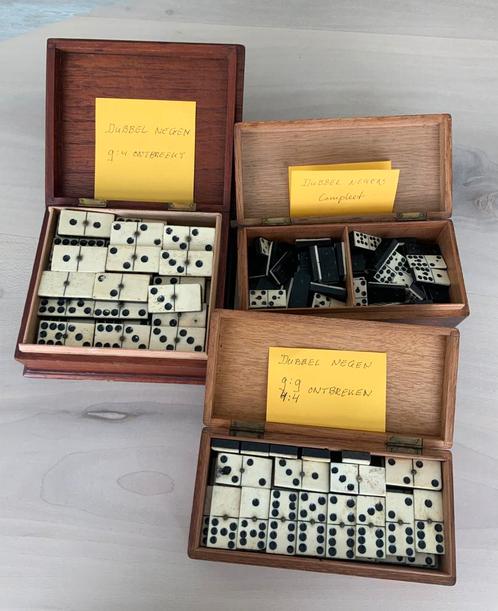 Domino | Dubbel negen | Been-Ebbenhout, Antiek en Kunst, Antiek | Overige Antiek, Ophalen of Verzenden