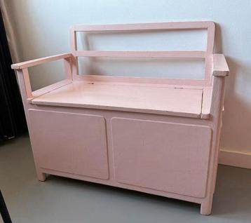 Roze klepbankje Opbergbankje voor Kinderkamer beschikbaar voor biedingen