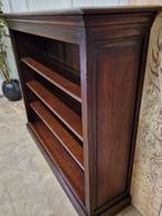 Klassieke donkere lage boekenkast, sidetable, wandconsole, Ophalen, Zo goed als nieuw, 25 tot 50 cm
