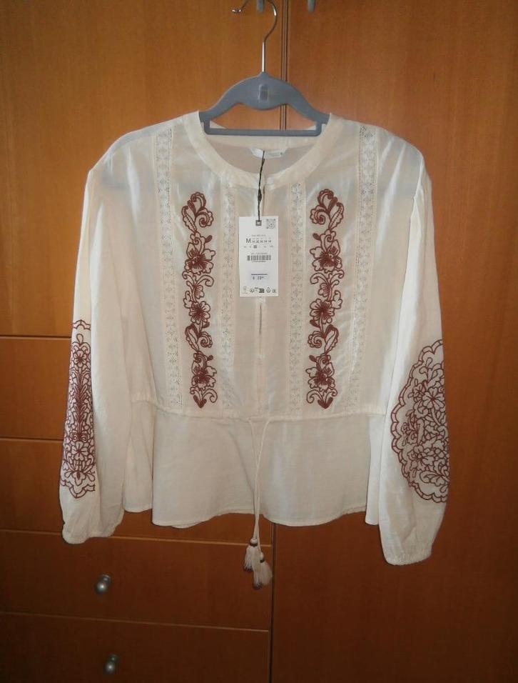Mooie Zara blouse mt M met borduursel en taillekoord nieuw, Kleding | Dames, Blouses en Tunieken, Nieuw, Maat 38/40 (M), Overige kleuren