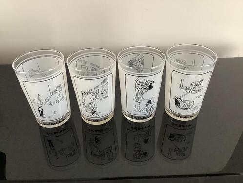 Set van 4 Bolletje glazen – unieke Illustraties., Verzamelen, Retro, Huis en Inrichting, Ophalen of Verzenden