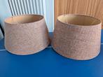 Mooie stoffen linnen lampenkappen 2 stuks, Rond, Ophalen of Verzenden, Zo goed als nieuw, Bruin