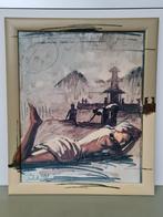 Nico Vrielink grote kunstdruk geschilderde lijst 73,5x87,5cm, Huis en Inrichting, Ophalen, Zo goed als nieuw