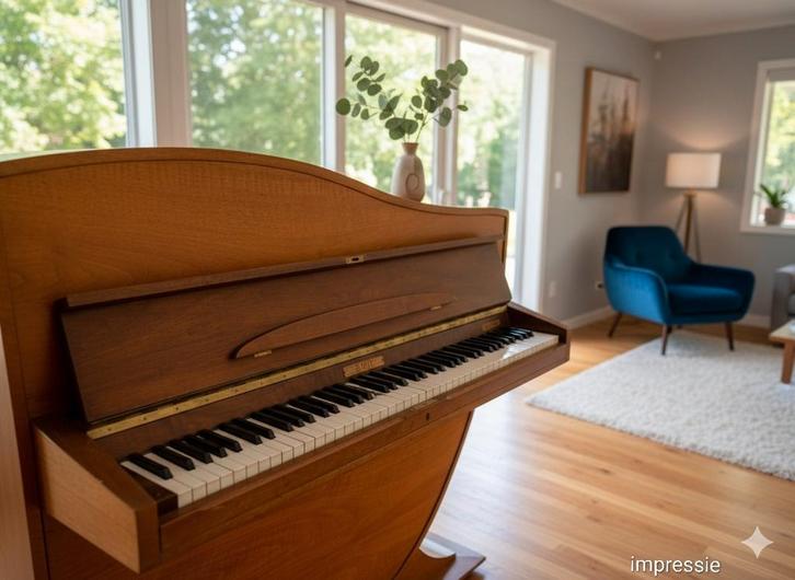 Unieke staande vleugel: Pronkstuk met prachtige klank, Muziek en Instrumenten, Piano's, Zo goed als nieuw, Vleugel, Bruin, Ophalen