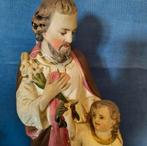 Brocante vintage heilige beeld, Jozef met kind, gips religie, Ophalen of Verzenden