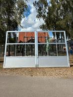 Dubbele Schuifdeur., Ophalen, Zo goed als nieuw, IJzer, Spijlenhekwerk