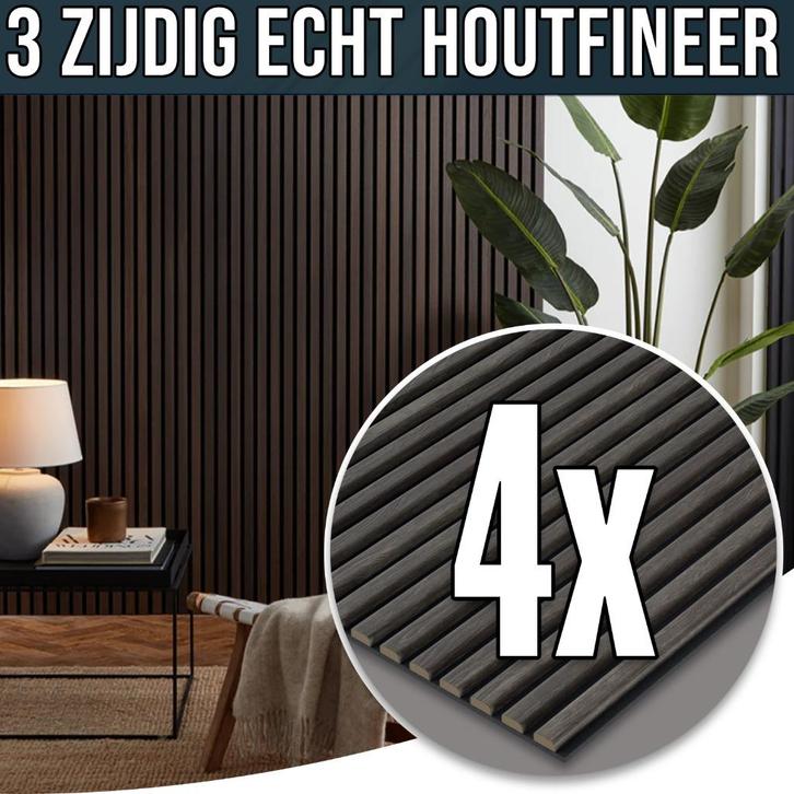 Akoestische Wand Panelen - 4 Stuks 260x60 - Echt Houtfineer, Huis en Inrichting, Woonaccessoires | Wanddecoraties, Nieuw, Ophalen of Verzenden