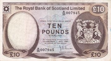 THE ROYAL BANK OF SCOTLAND LIMITED TEN POUNDS 1981 beschikbaar voor biedingen