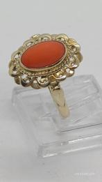 Zilveren vintage ring 835 goud verguld met bloedkoraal, Sieraden, Tassen en Uiterlijk, Ringen, 18 tot 19, Ophalen of Verzenden