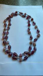 Ketting glas lila kleuren 1.20 m lang oude., Sieraden, Tassen en Uiterlijk, Antieke sieraden, Ophalen of Verzenden, Overige materialen