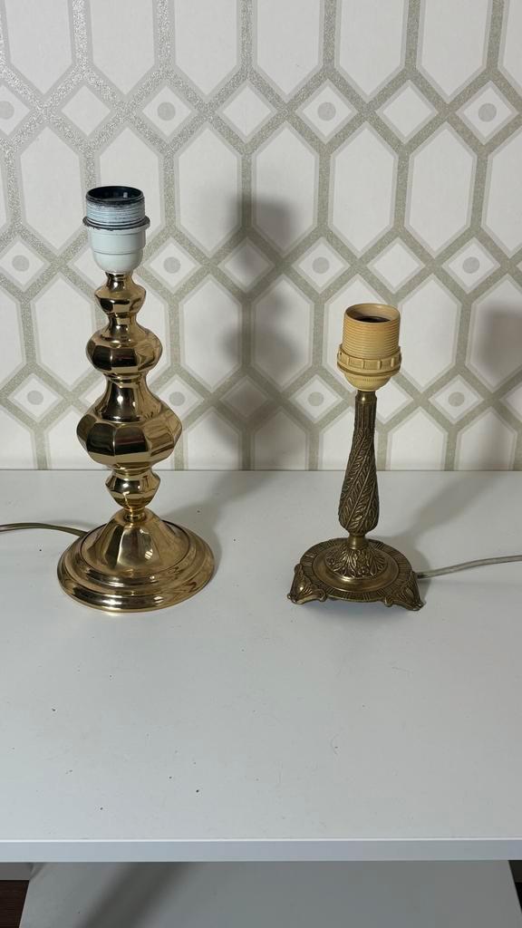 Vintage Lampenvoeten - Set van 2, Huis en Inrichting, Lampen | Vloerlampen, Gebruikt, Minder dan 100 cm, Metaal, Ophalen of Verzenden