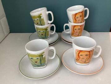 6 stuks kop en schotel Sylvia Kristel beschikbaar voor biedingen