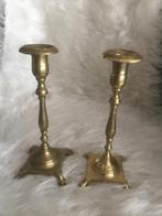 Set messing kandelaars, 21 cm., Ophalen of Verzenden, Koper of Brons