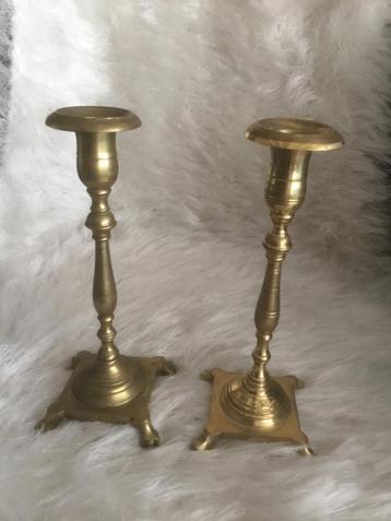 Set messing kandelaars, 21 cm. beschikbaar voor biedingen