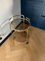 Bijzettafel/koffietafel glas goud, Huis en Inrichting, Tafels | Bijzettafels, Ophalen, Minder dan 55 cm, Glas/goud, Rond