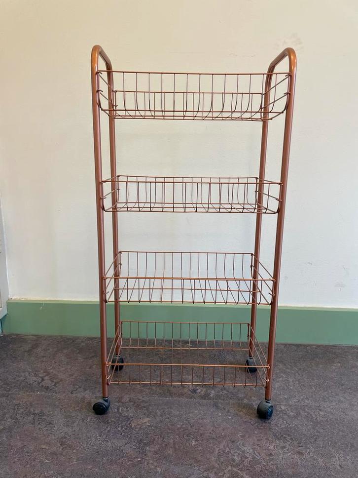 Rose Gouden Trolley met 4 Lagen & Wieltjes, Huis en Inrichting, Kasten | Stellingkasten, Zo goed als nieuw, Ophalen