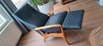 Twee stoelen blauw/grijs - Hout & Bekleding, Huis en Inrichting, Ophalen, Minder dan 50 cm, Gebruikt, Vintage