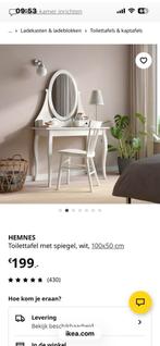 Hemnes kaptafel wit met spiegel, Huis en Inrichting, Tafels | Kaptafels, Ophalen, Zo goed als nieuw, 50 tot 100 cm, Minder dan 100 cm