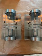 Set van 2 Wandlampen - Metaal & Glas, Ophalen of Verzenden, Gebruikt, Glas