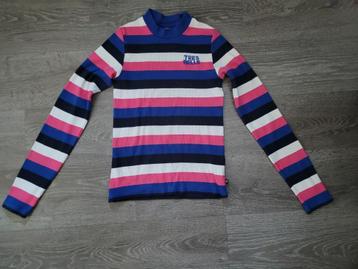 Truitje lange mouw gestreept, Roze, Blauw, Zwart & Wit