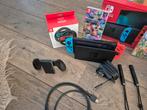 Nintendo Switch met spellen en stuurtjes, Spelcomputers en Games, Online, Racen en Vliegen, Ophalen of Verzenden, Zo goed als nieuw