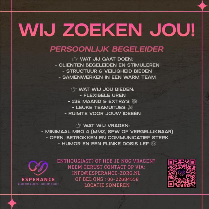 GEZOCHT! Persoonlijk begeleider, Vacatures, Vacatures | Gezondheidszorg, MBO, Vanaf 1 jaar, Vast contract, 25 - 32 uur