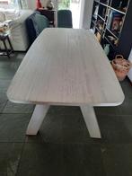 Ovale houten eettafel (wit), Huis en Inrichting, Tafels | Eettafels, Ophalen, Gebruikt, 50 tot 100 cm, Vijf personen of meer