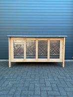 Keukenblok met zwart marmeren blad en smeedijzeren details, Ophalen of Verzenden