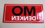 Omdenken, gebold emaille bord, Ophalen of Verzenden