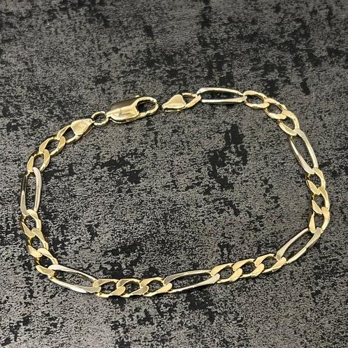 14k gouden armband figaro schakel massief, Sieraden, Tassen en Uiterlijk, Armbanden, Nieuw, Goud, Ophalen of Verzenden
