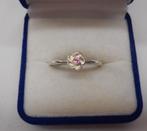 Zilveren ring bloem met steentje maat 17,5 nr.183, Sieraden, Tassen en Uiterlijk, Ringen, Verzenden, Zo goed als nieuw, 17 tot 18