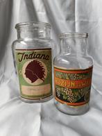 Vintage antieke apotheker potten glas met label, Ophalen of Verzenden