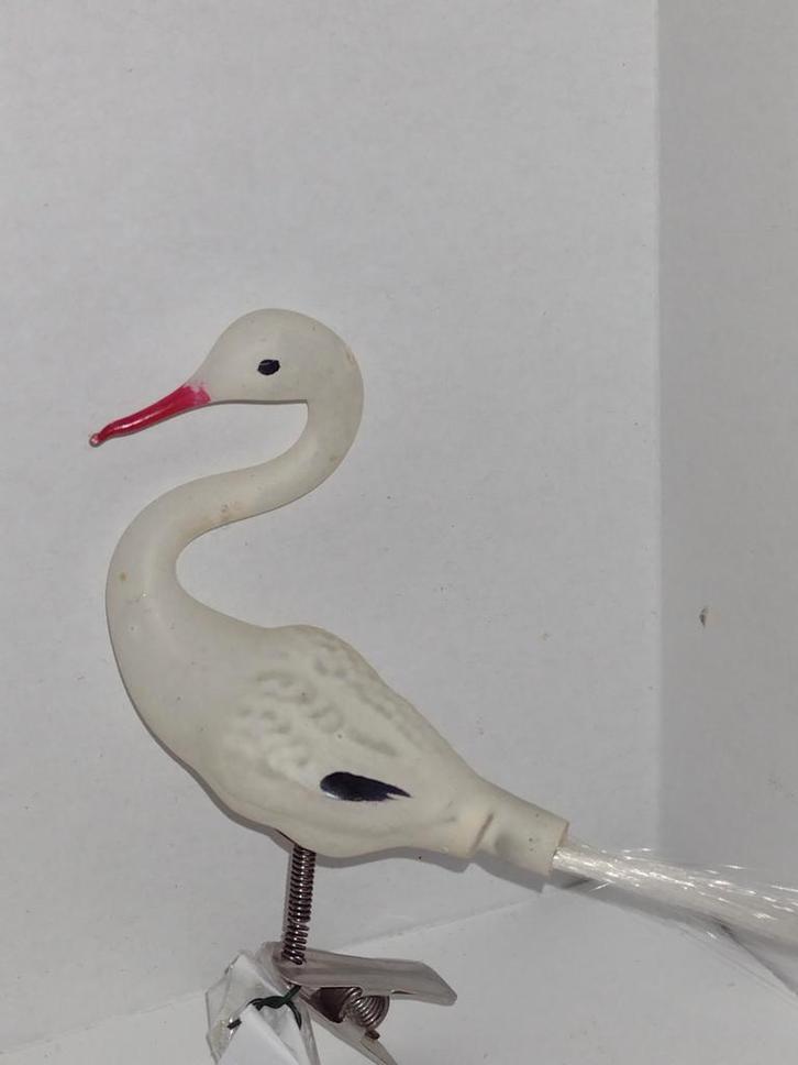 oude kerstbal op knijper zwaan ooievaar, Diversen, Kerst, Gebruikt, Ophalen