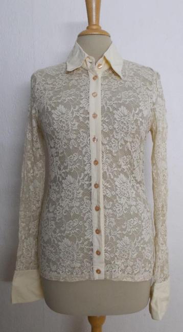 Beige kant look stretch blouse/top van Anne Fontaine! S beschikbaar voor biedingen