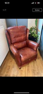 Klassieke fauteuil leer zitting verstelbaar, Ophalen, Zo goed als nieuw, 75 tot 100 cm, Leer