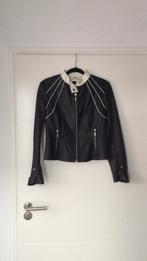 Saki Puls zwart wit lederen jas maat 36, Ophalen of Verzenden, Zo goed als nieuw, Maat 36 (S), Zwart