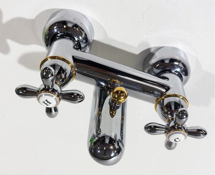 HANSGROHE AXOR CARLTON BAD-DOUCHE MENGEKRAAN CHROOM/GOUD, Doe-het-zelf en Verbouw, Sanitair, Nieuw, Kraan, Ophalen of Verzenden