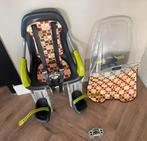 Qibbel Fietsstoel met scherm en speelstuurtje, Fietsen en Brommers, Fietsaccessoires | Fietsstoeltjes, Ophalen, Gebruikt