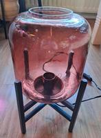 Vintage Glazen Lamp met Metalen Onderstel, Ophalen, Gebruikt, Vintage, Glas