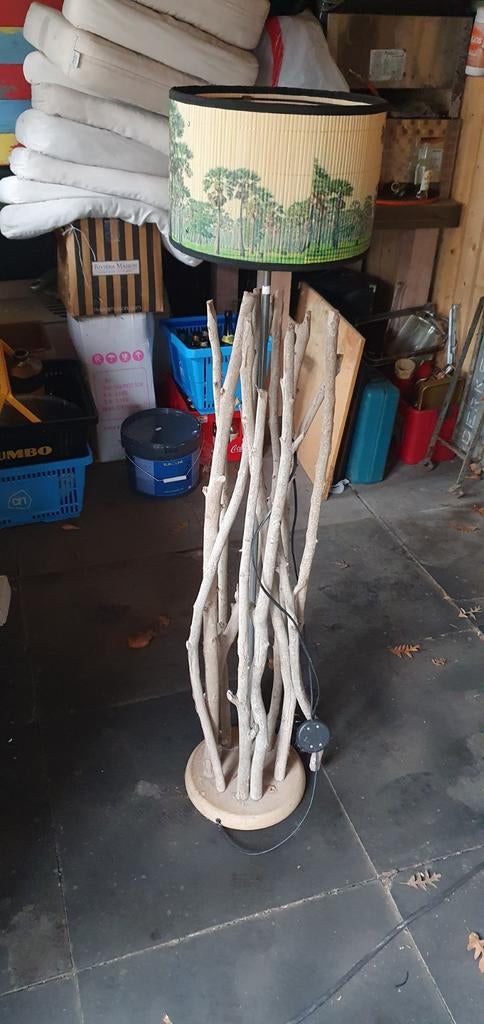 Unieke staande lamp van takken 140cm, Ophalen, Gebruikt, Rustiek, Stof
