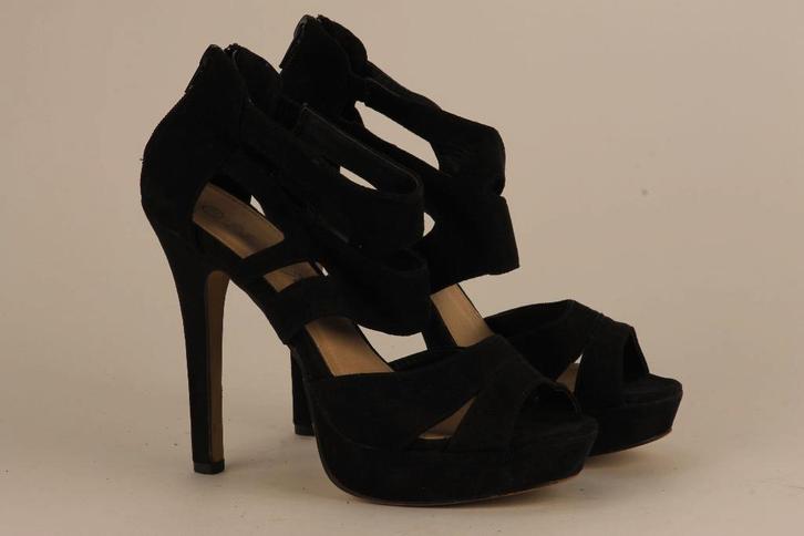 Suède sandaal, pump met hoge hak, naaldhak, zwart, maat 38, Kleding | Dames, Schoenen, Gedragen, Pumps, Zwart, Ophalen of Verzenden
