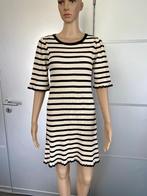 H458 Zara Knit maat S=36 gestreepte jurk beige/zwart jurkje, Ophalen of Verzenden, Zo goed als nieuw, Maat 36 (S), Boven de knie
