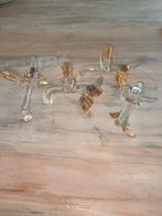 4x glazen messenleggers met goudkleurige bird en blaadjes