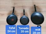 Tefal Tomado koekenpannen 20 24 cm Wok 28 cm, Huis en Inrichting, Keuken | Potten en Pannen, Ophalen of Verzenden, Zo goed als nieuw