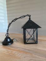 Stoere antieke wandlamp gietijzer glas E27 vintage look, Ophalen of Verzenden