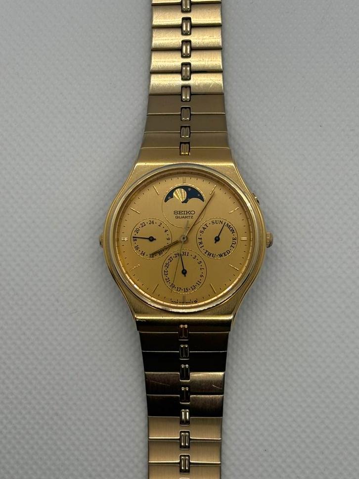 Seiko Day Date 7F39-8020 Moon Phase Gold Dial, Sieraden, Tassen en Uiterlijk, Horloges | Heren, Zo goed als nieuw, Polshorloge