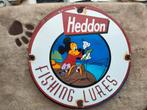 Emaille reclamebord Heddon fishing lures Mickey Mouse, Verzamelen, Reclamebord, Gebruikt, Ophalen of Verzenden