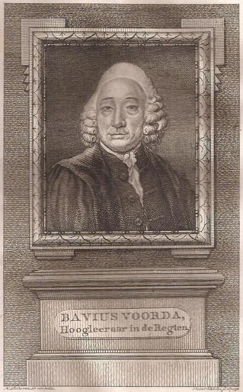Portret Bavius Voorda Hoogleeraar in de Regten 1798 Vinkeles, Antiek en Kunst, Kunst | Etsen en Gravures, Ophalen of Verzenden