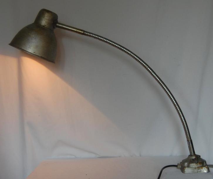 Stoere Industriele aluminium gooseneck werklamp (I), Huis en Inrichting, Lampen | Overige, Gebruikt, Ophalen of Verzenden